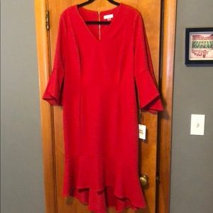 Calvin Klein Red Long Sleeve Dress
